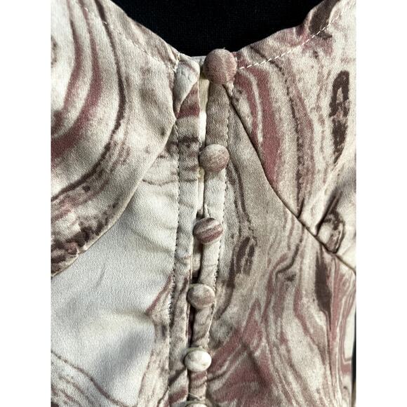 Grade & Gather V-Neck Tie Allover Print Top - Rose Color Size L - Picture 7 of 7